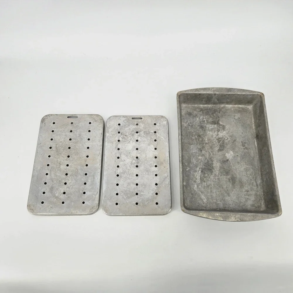 Vintage Aluminum Broiler Pan Roasting Drip Tray Set 3 Pc Rustic Kitchen Vintage